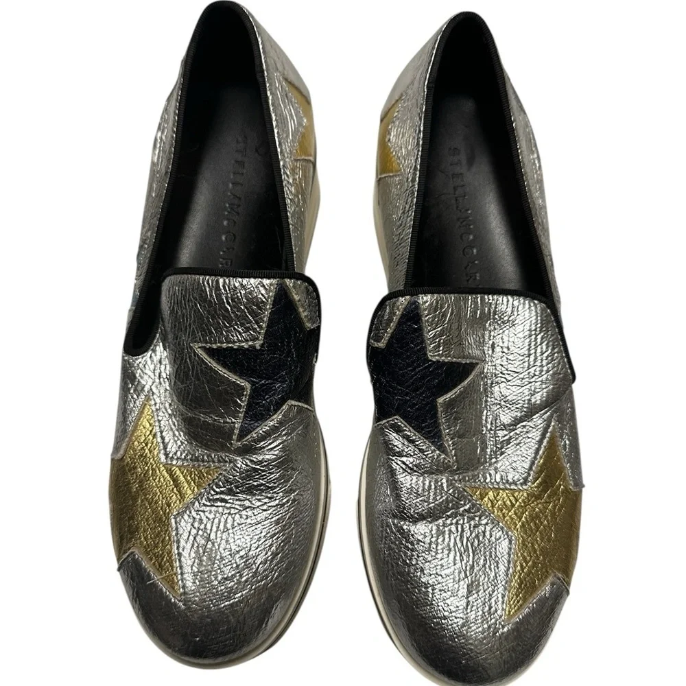 Stella McCartney Silver and Gold Star Athletic Shoes size 5.5